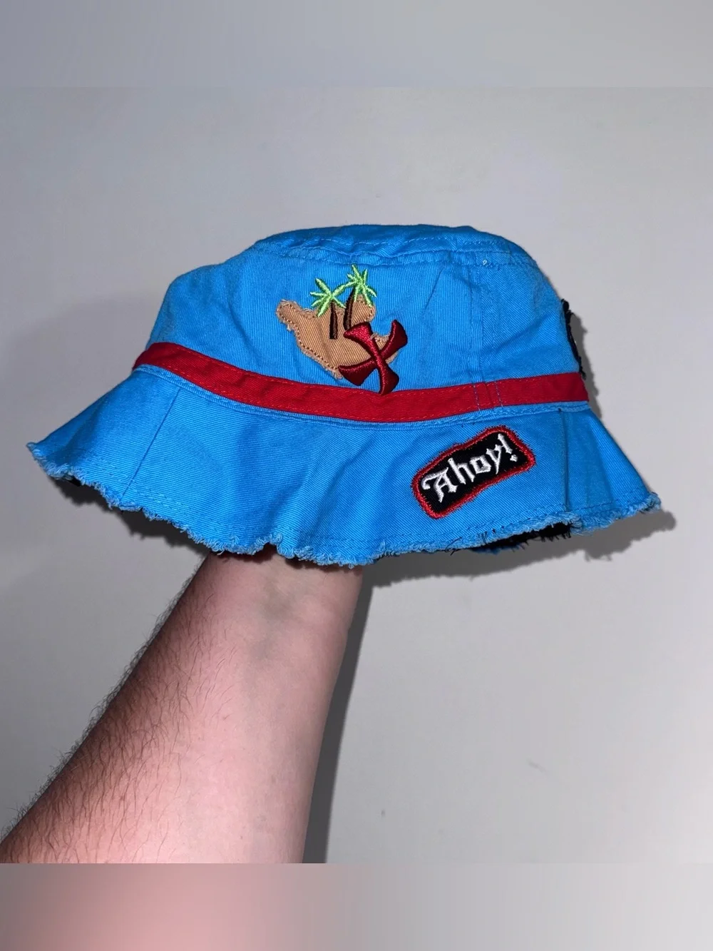 Stephen Joseph Kids Blue Pirate Skull Embroidered Bucket Hat Cotton